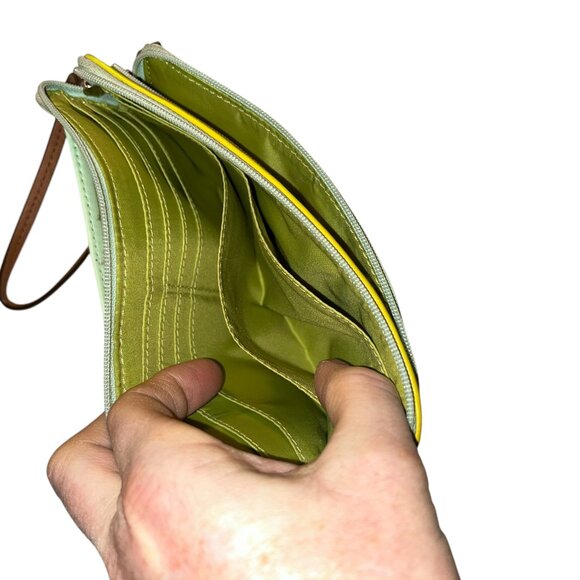 coach SPRING aqua sea glass leather zip checkbook wallet - Picture 4 of 7